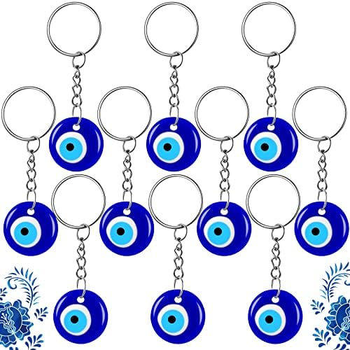 10 PCs Evil Eye Glass Contas de vidro turco Azul Evil Olhos Charms Pingentes Criando Chaves de Vidro com Tecking Ornamento Pendurado