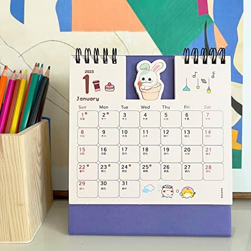 2023 Mini Desk Calendário Monthly Standing Flip Flip Rabbit Calendário 6.3 x 6 - Sonho