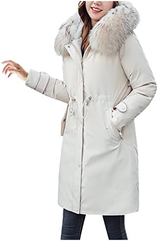Cokuera Moda feminina outono de inverno casaco quente Classy Causal Slim Comprimento de ajuste espesso Casaco aconchegante