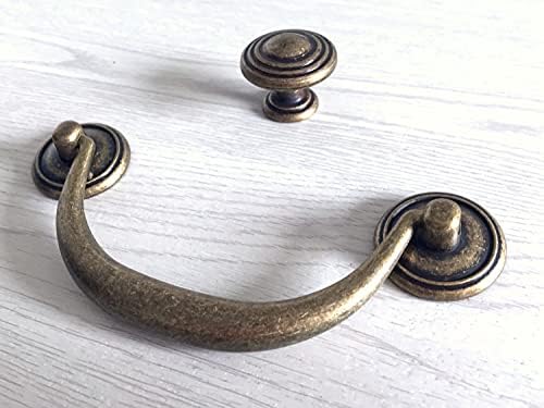 Lynnsgraceland 4,5 C-C Antigo Bronze Gaveta Pull Drop Swing Handles Cless Pulls Gabinete Centro Centros Centros de Centros Vintage 114 mm 4 1/2)