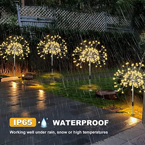 Luzes de fogos de artifício solares solares Yydsh, luzes solares solares solares solar luzes solares de jardim solar 120 LED IP65 Luzes decorativas à prova d'água 8 modos de iluminação, fogos de artifício diy