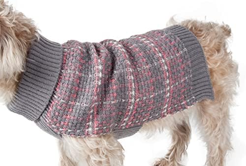 Pet Life ® Symphony Static Pet Sweater - Designer Sweater de cães de malha pesado com pescoço de tartaruga - roupas de cachorro de inverno projetadas para se aquecer
