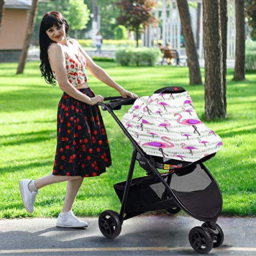 Tampas de assento de carro para bebês flamingo - Capa de carrinho de carrinho de enfermagem e cobertura de amamentação, dossel de carro de uso múltiplo, para bebê