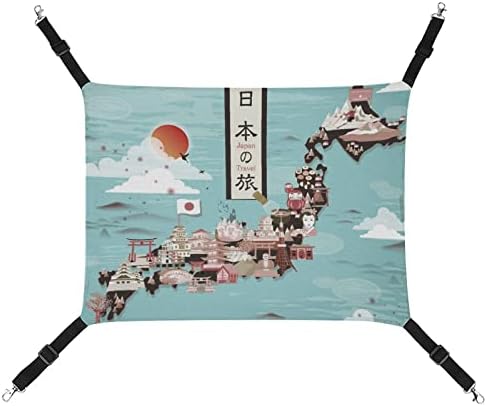 Hammock de animais de estimação Japão Viagem Cante de dormir com tiras ajustáveis ​​e ganchos de metal 16,9 x13