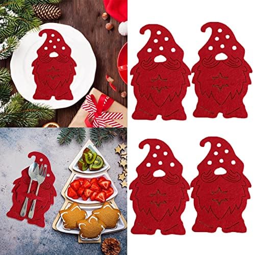 Utensílio de cozinha Conjunto de placas do Papai Noel Presentes de Natal Red Saco de mesa de mesa de mesa de mesa de mesa