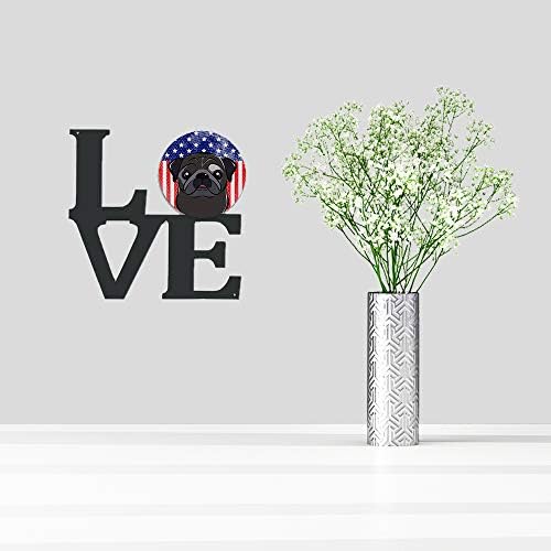 Tesouros de Caroline BB2193WALV American Bandal e Black Pug Metal Wall Artwork Love,