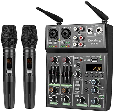 Placa de misturador de som de áudio de áudio de depusheng uf4 -m - 4 canais Bluetooth Compatível Profissional portátil Dig Dig Digital Console com microfone sem fio - placas de mistura para gravação de estúdio