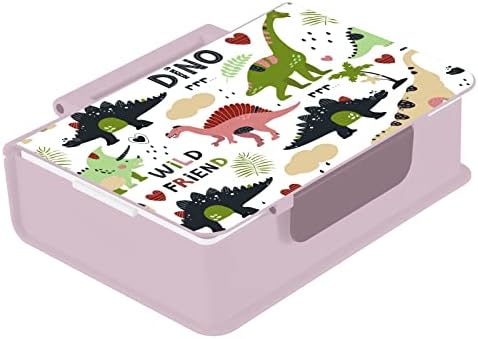 Alaza Dinosaur Dino Bento Bento Box Box Animal BPA Recipientes de almoço à prova de vazamentos com garfo e colher, 1 peça