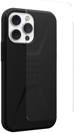 Urban Armour Gear UAG iPhone 14 Pro Max Caso 6.7 Civil Black Protective Cobert & 6.7 Premium Weled Glass Shield Plus Screen Protector Pacote Conjunto