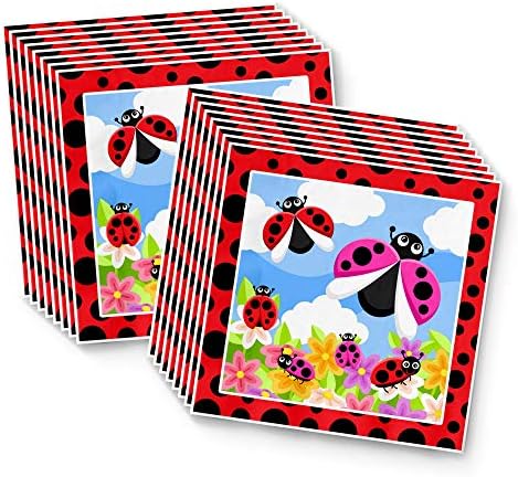Little Lady Bug Birthday Party Supplies Placas Placas Guardanapo Kit de Tableware para 16 para 16