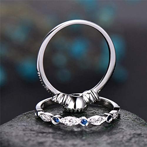 Moda Round Cut Sapphire Women Wedding Ring 925 Silver Jewelry Tamanho 6-10