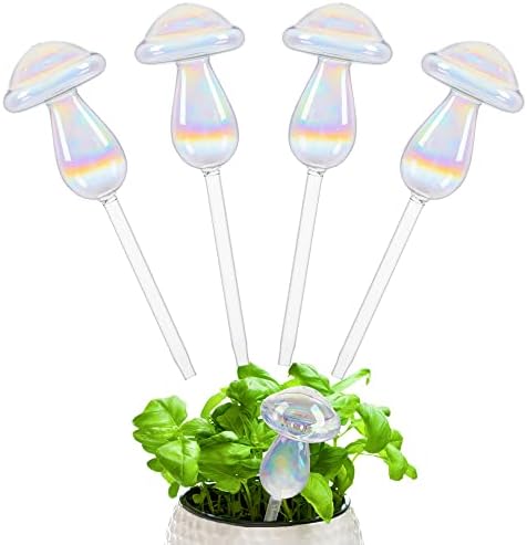 Jiuhexuj Globos de rega de plantas -4 Pacote Iridescente Rainbow Gradiente cor de cogumelo transparente de cogumelo de cogumelos