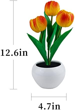 Lâmpada de mesa Padom Led de tulipa Lâmpada Artificial Flor Pequena Night Light Bouquet Fake 3 Cabeças com vaso