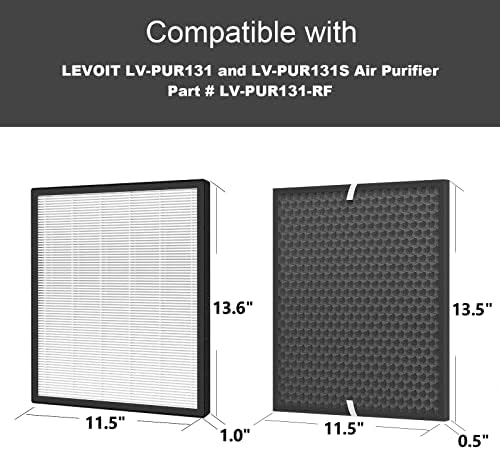 Filtro de substituição Gokbny LV-PUR131 Compatível com o purificador Levoit LV-PUR131 e LV-PUR131S, LV-PUR131-RF, 2HEPA Filtros
