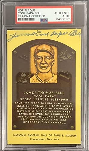 James Cool Papa Bell assinou o Gold Hof Plate Cartão Autógrafo Amarelo PSA/DNA - MLB Cut Signature