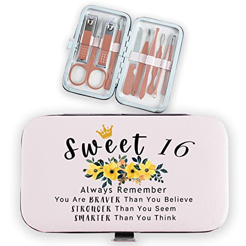 Doce 16 Presentes para meninas 10pcs ferramentas mulheres viagens manicure pedicure conjunto de ouro rosa doce 16 idéias