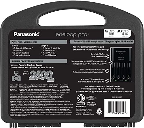 Panasonic K-KJ17KHC82A ENELOOP Pro High Capacity Power Pack, 8AA, 2AAA, com carregador de bateria individual avançado e caixa