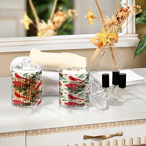 Alaza 2 Pack Qtip Dispenser Dispensador de Natal Folhas de Holly Berries Banetas Organizadoras de Banheiro Para Bolas de