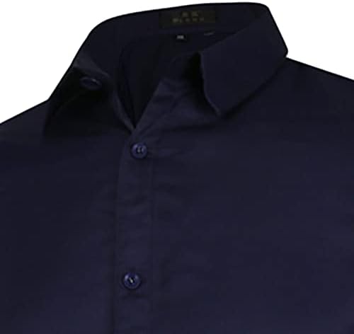 Cor de cor sólida de cor masculina de tamanho esbelto camisa de vestido de negócios Baggy simples camisa de lapela leve de manga longa de manga comprida