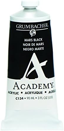 Pintura acrílica da Academia Grumbacher, brilho, tubo de metal 90ml/3 oz, Marte Black Hue