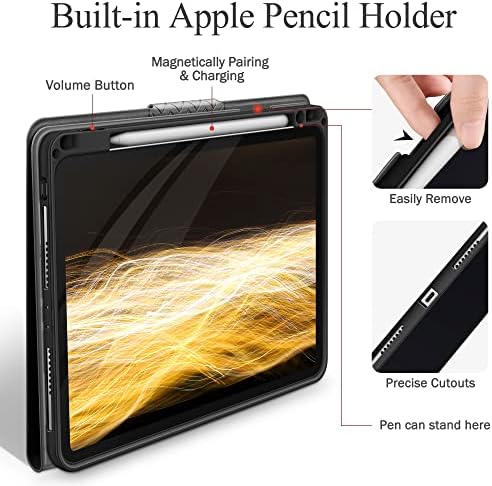 Caso Auaua para iPad Pro 11 polegadas 2022 4ª geração, 3ª/2ª/1ª geração 2021/2020/2018 com porta -lápis, couro vegano, sono automático/acordado à prova de choque para iPad Pro 11