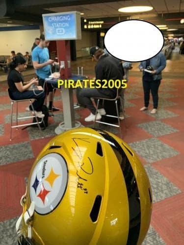 Kenny Pickett assinou o tamanho completo do Pittsburgh Steelers Flash Capacete JSA COA - Capacetes da faculdade autografados