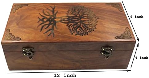 MWC NAG Caixa de jóias de madeira artesanal para mulheres meninas | Caixa de armazenamento de madeira | Caixa de memória para lembranças