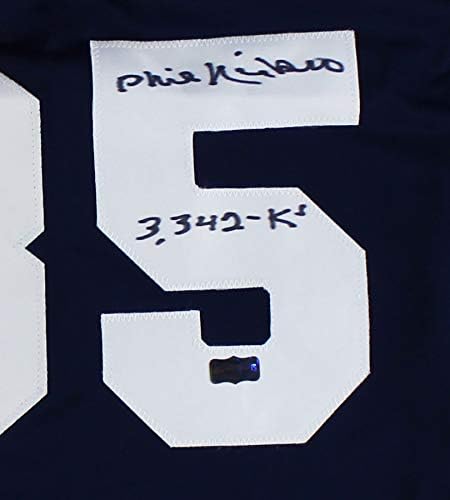 Phil Niekro autografou/assinado Atlanta Custom Navy Blue Jersey com inscrição 3.342 K