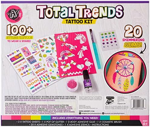 Angel Acade -Me by Anker Play Products, Total Trends Tattoo Kit - Easy adesivo Tatuagens temporárias elegantes - mais de 100