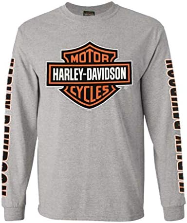 Harley-Davidson Men's Bar & Shield Manga Longa Camisa de Golsada, Cinza 30297501
