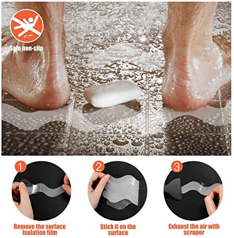 Papaba 24pcs adesivos não deslizantes adesivos de banheira tiras de segurança banheira piso anti-apliques com raspador