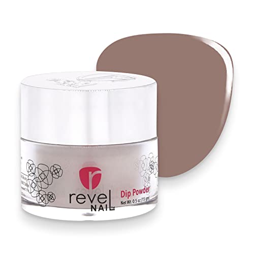 Revel Powder Dip Powder - Polho de unha rosa e rosa e francês, pó de unha resistente a chips com vitamina E e cálcio,