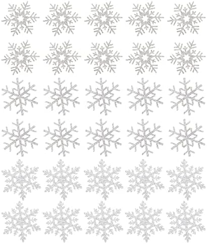 Valiclud Decoração de mão 30pcs glitter snowflake patches tem tema de natal bordado remendos bordados apliques para artes artesanato de decoração diy jeans jaquetas sacos de roupas