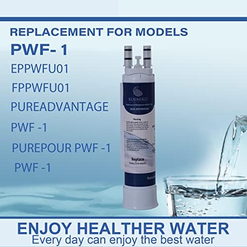 Kosmiko Kos-eppwfu01 Filtro de água da geladeira-filtros avançados de água para refrigeradores Substituição para PWF-1, EPPWFU01,
