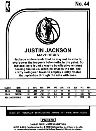 2019-20 Panini Hoops Winter 44 Justin Jackson Dallas Mavericks NBA Basketball Trading Card