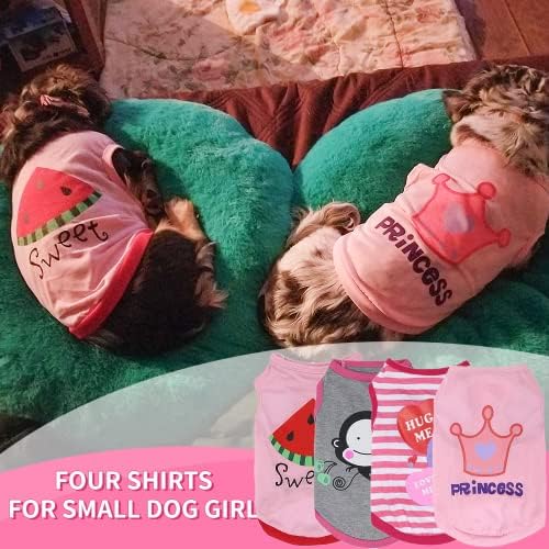 Camisa de cachorro para cães pequenos menina - roupas pequenas de cachorro fêmea - chihuahua yorkie teacup de cachorro roupas - roupas de cachorro xs - roupas de cachorro xxs - roupas de cachorro para cães pequenos girl - menina cães rosa rosa rosa - rosa