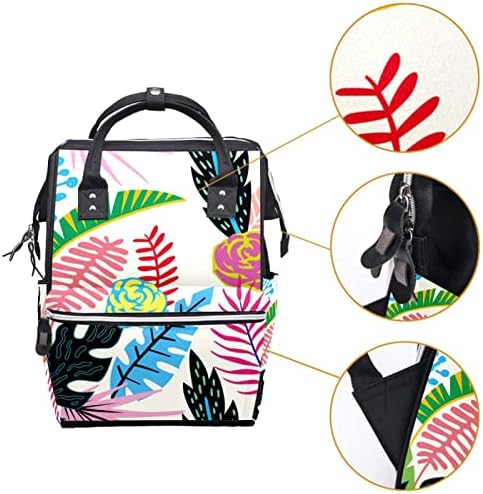 Mochila de viagem Guerotkr, mochila de bolsa de fraldas, mochila de fraldas, padrão de folhas sem costura Flores Plantas padrão