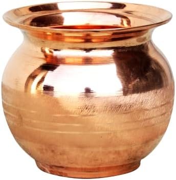 Castel Royale Pure Copper LOTA POOJA ORAÇÃO HINDU LOTA TAMBA KA LOTA PARA água potável | Cobre lota para diwali, pooja, festival,