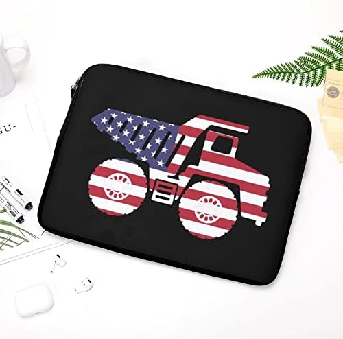 American Flag Truck Laptop Caso Capa Bolsa de Manga Durável para Computador Casa de transporte para o escritório em casa