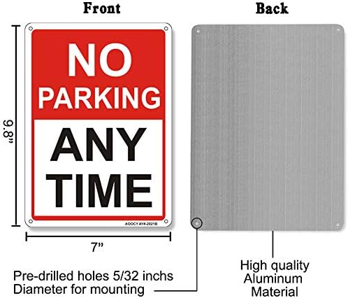 Sem sinal de estacionamento, sem estacionamento a qualquer momento - 2 pacote - ferrugem de alumínio de metal grátis | 7 x 9,8 orifícios pré-perfurados, montagem fácil, resistente ao desbotamento, à prova de intempéries