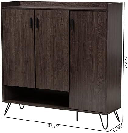 Baxton Studio Baldor Shoe Cabinets, marrom escuro/ouro rosa