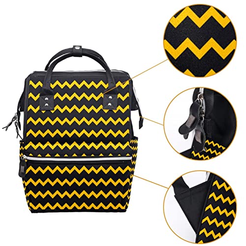 Mochila de faixa de faixa preta e amarela Backpack Mummy Backpack de grande capacidade Bolsa de enfermagem Bolsa de viagem