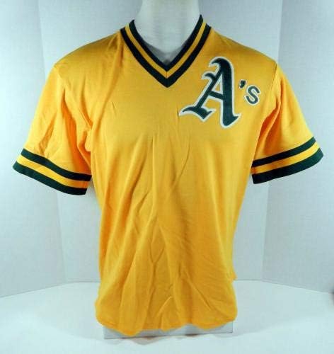 Final dos anos 80 Oakland Athletics 32 Game usou Gold Jersey Batting Practice DP04688 - Jogo usou camisas MLB