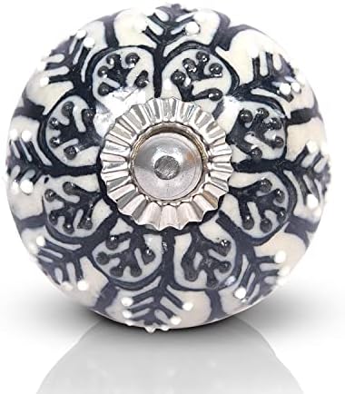 Botões de cerâmica decorativa - botões de cômoda preta e branca para gavetas ou armários - maçanetas de armários