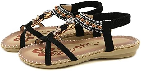Sandálias GUFESF para mulheres de verão casual, sapatos de moda Bohemia chinelos com arco de suporte deslize em chinelos