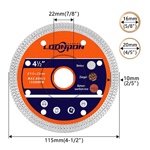 JiUneng 4,5 ”Super Fin Diamond Tile Blade, porcelana serra Blade para cortar bolinhas de granito de porcelana