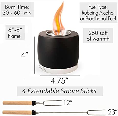 Fogueira rozato fogueira com palitos de torrefação, mini lareira portátil de concreto pequena/externa, kit de fabricante de smores