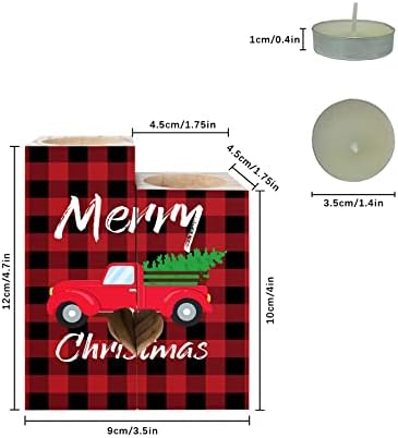 Presentes de vela de Natal para mulheres, decoração de vela de impressão dupla face, caminhão vermelho com árvore de Natal