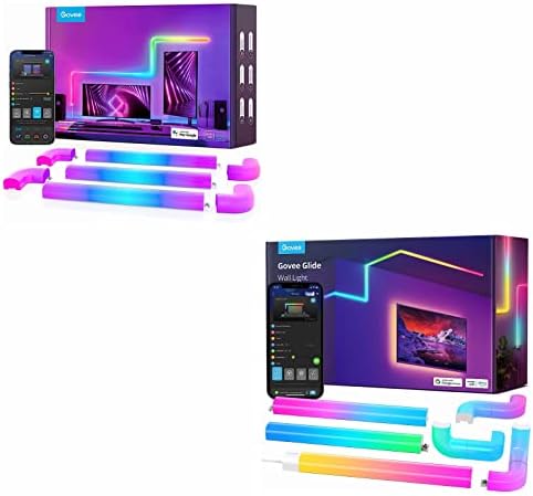 Govee Glide RGBIC Smart Wall Light 8 PCs e 4 cantos do pacote RGBIC Luz de parede 3D Glide 9 PCs e 6 cantos