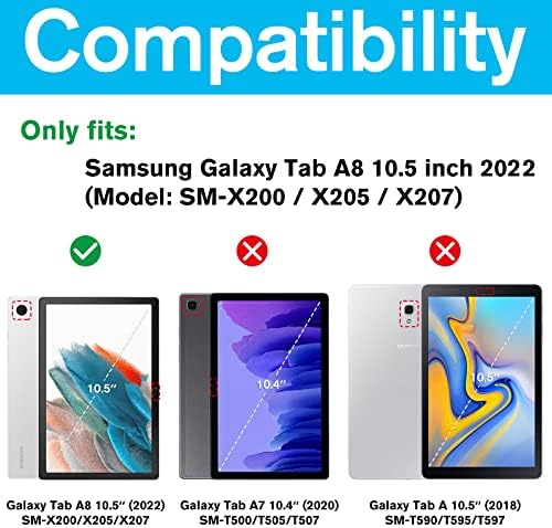 Procase Galaxy Tab A8 Caso Rugged 10,5 polegadas 2022 Pacote com Galaxy Tab A8 10,5 polegadas 2022 Caixa com protetor de tela de vidro temperado